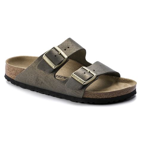 birkenstock washed metallic stone gold.